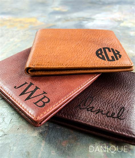 leather wallet with monogram.